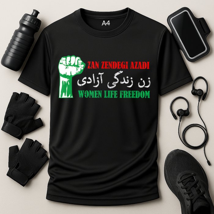 Zan Zendegi Azadi Persian Woman Life Freedom Cooling Performance Crew T-Shirt