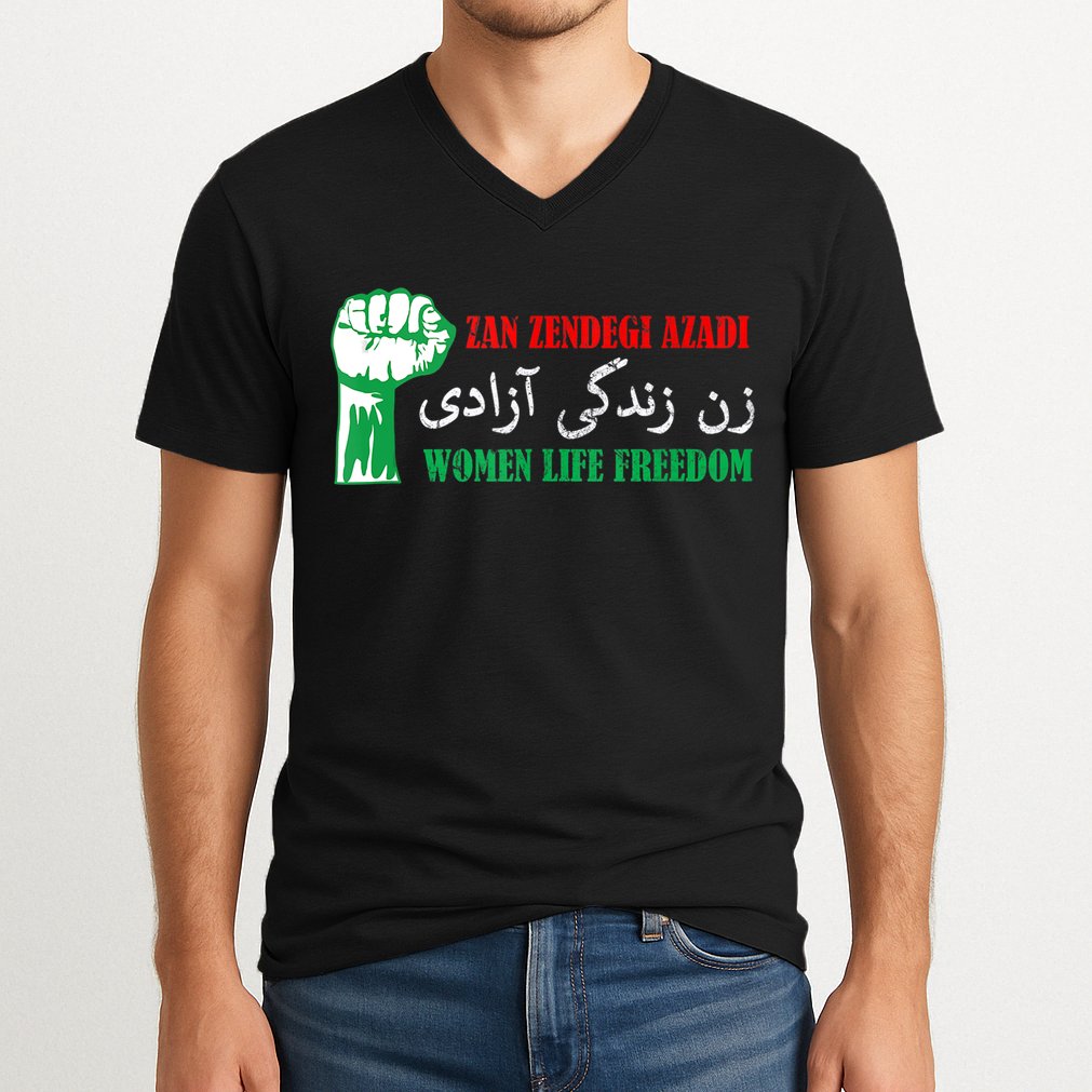 Zan Zendegi Azadi Persian Woman Life Freedom V-Neck T-Shirt