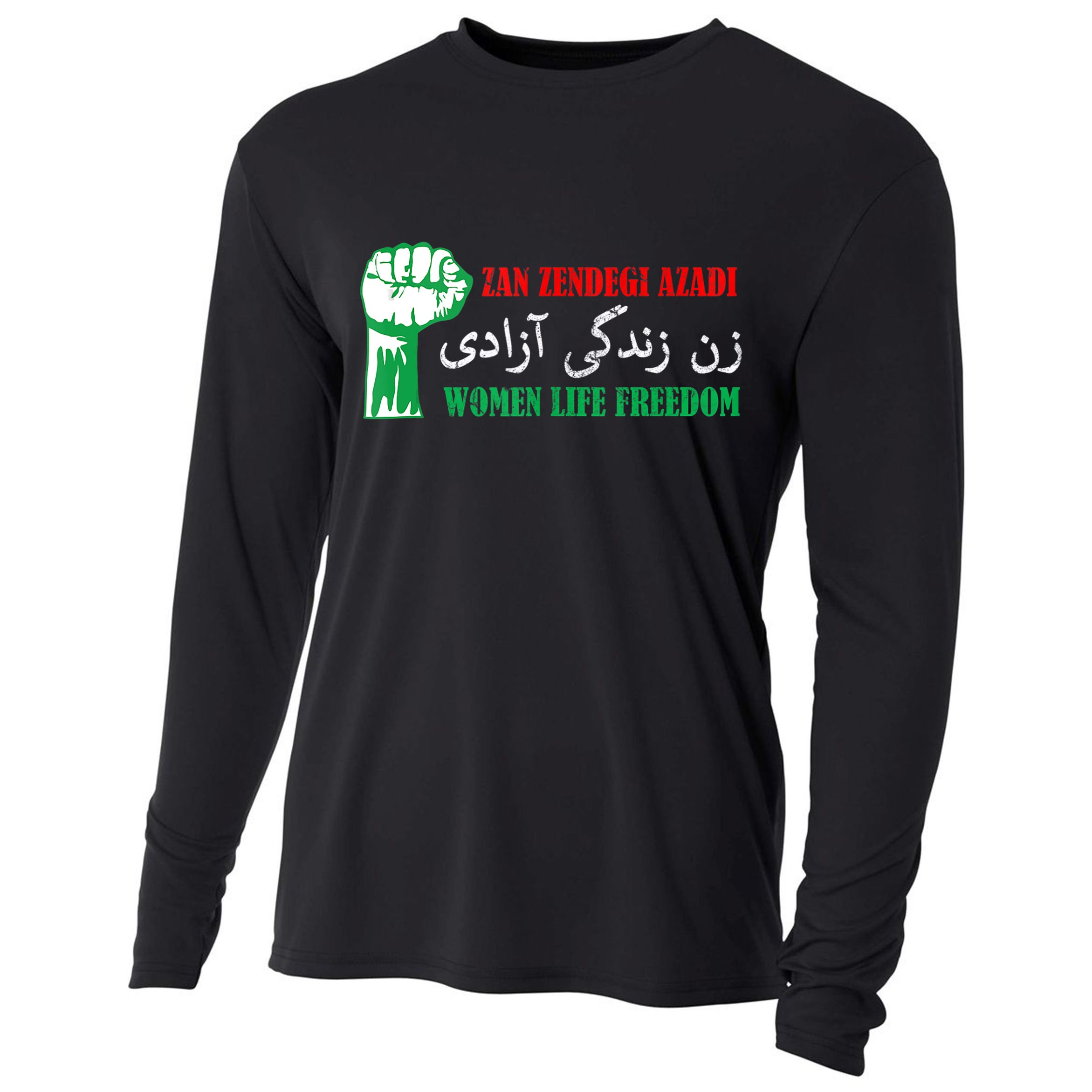 Zan Zendegi Azadi Persian Woman Life Freedom Cooling Performance Long Sleeve Crew