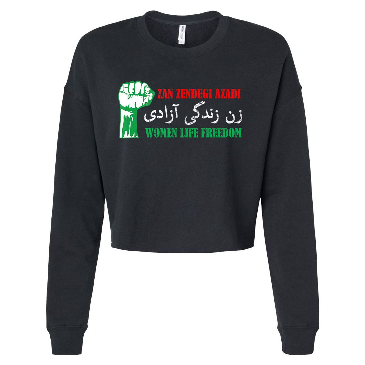 Zan Zendegi Azadi Persian Woman Life Freedom Cropped Pullover Crew