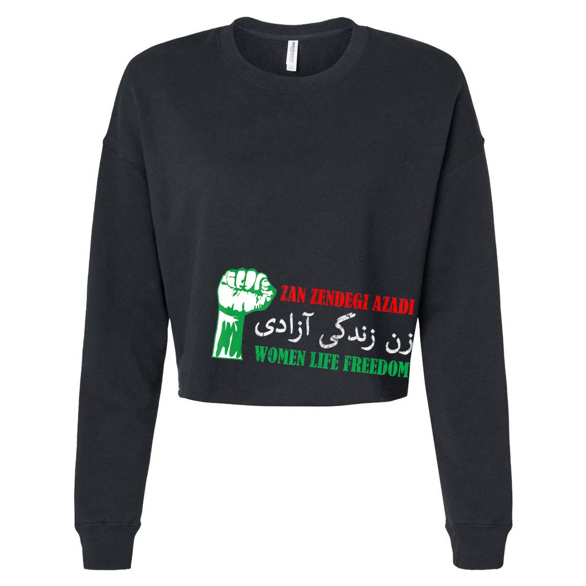 Zan Zendegi Azadi Persian Woman Life Freedom Cropped Pullover Crew