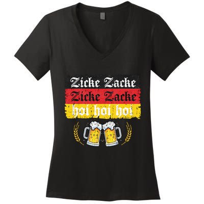 Zicke Zacke Hoi Oktoberfest German Flag Party Women's V-Neck T-Shirt