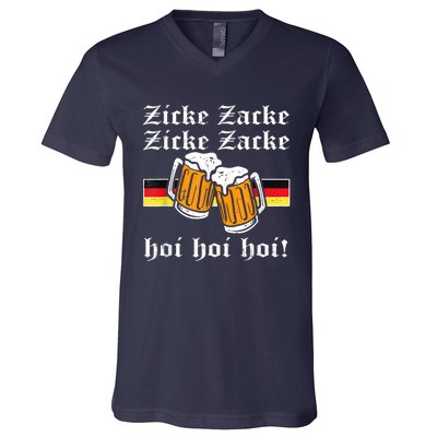 Zicke Zacke Hoi Funny Germany Flag Oktoberfest German V-Neck T-Shirt