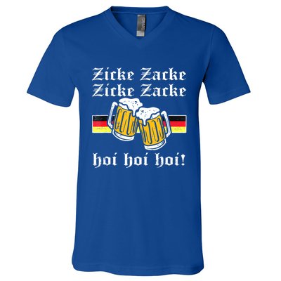 Zicke Zacke Hoi Funny Germany Flag Oktoberfest German V-Neck T-Shirt