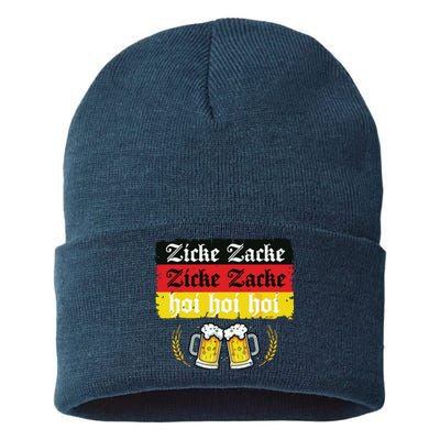 Zicke Zacke Hoi Oktoberfest German Flag Party Funny Sustainable Knit Beanie