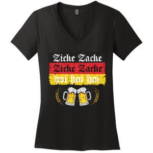 Zicke Zacke Hoi Oktoberfest German Flag Party Women's V-Neck T-Shirt