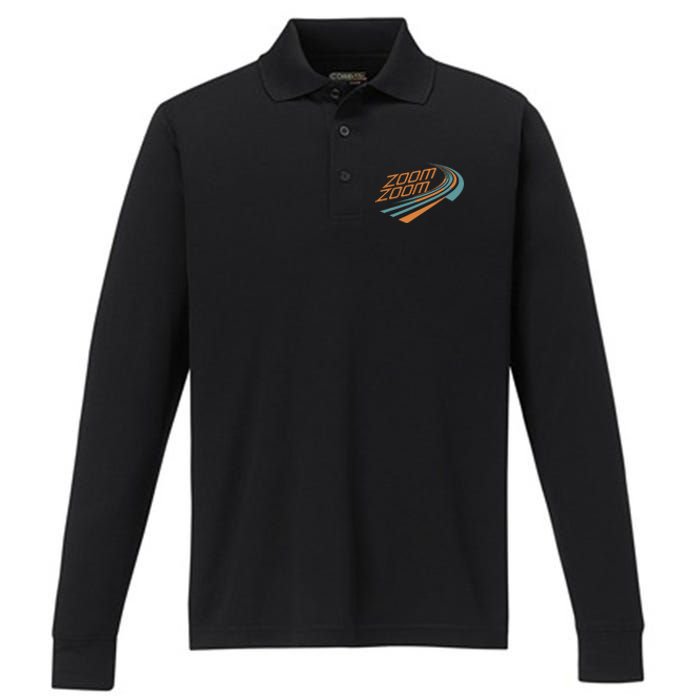 Zoom Zoom Racing Funny Graphic Performance Long Sleeve Polo