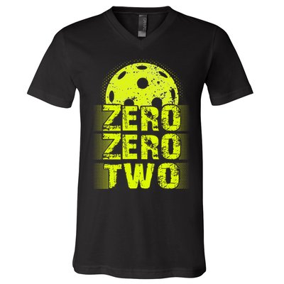 Zero Zero Two Pickleball Player Paddleball V-Neck T-Shirt