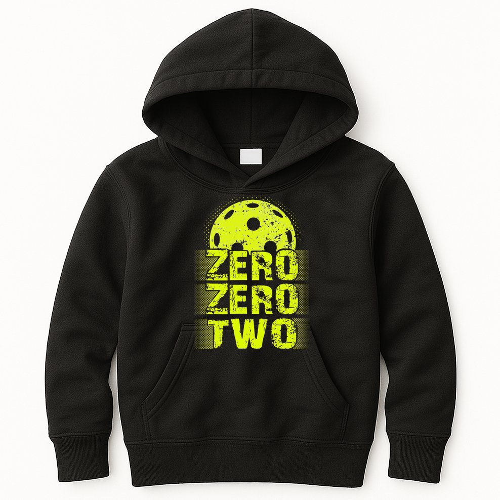 Zero Zero Two Pickleball Player Paddleball Kids Hoodie