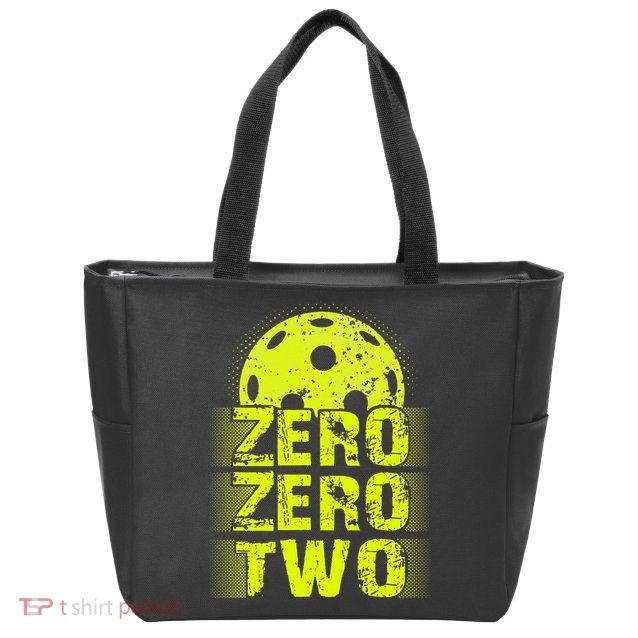 Zero Zero Two Pickleball Player Paddleball Zip Tote Bag