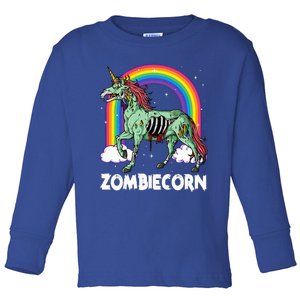 Z.ombiecorn Zo.mbie Unicorn Halloween Rainbow Toddler Long Sleeve Shirt